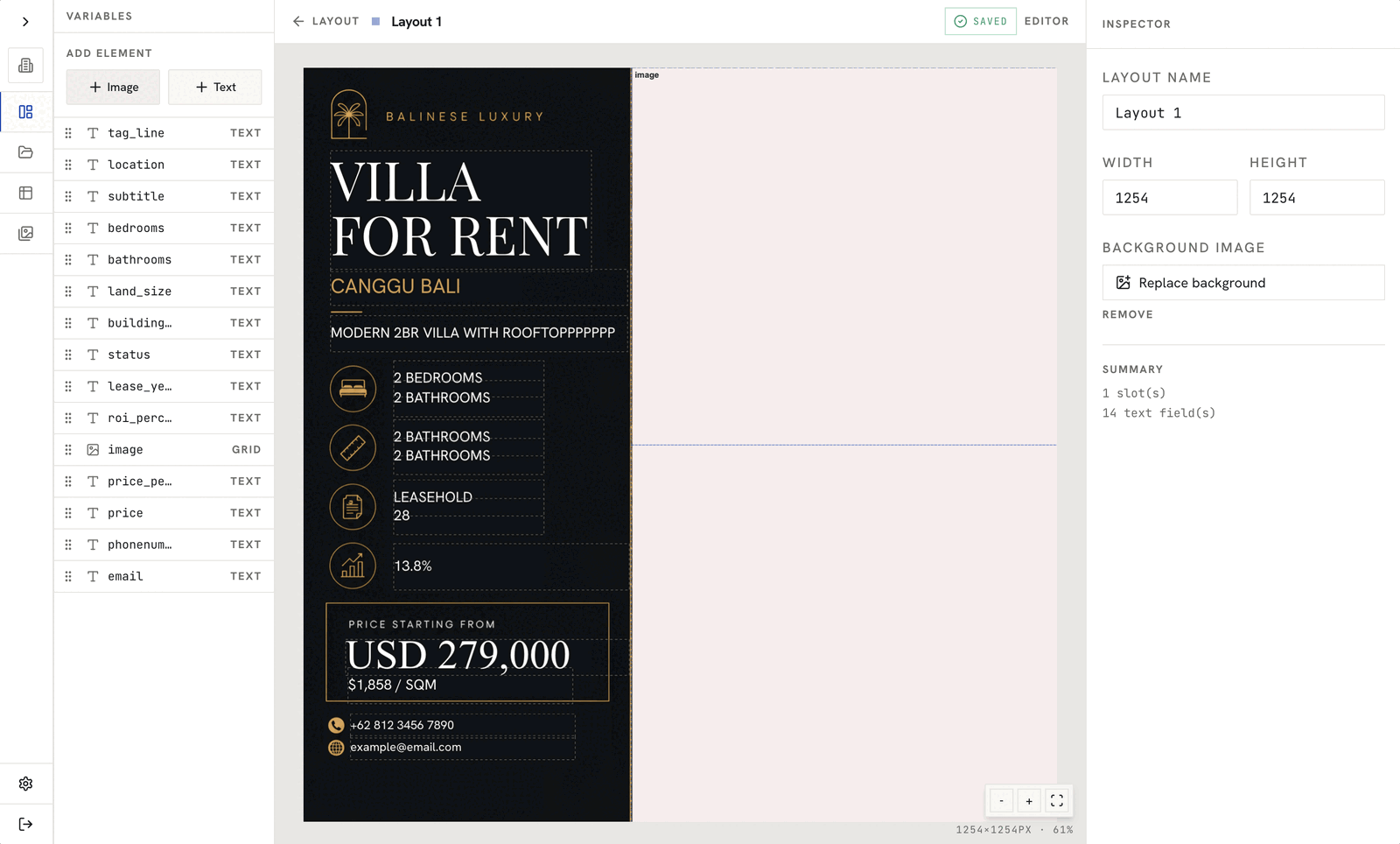 Flaz Layout Page - where variable placeholder being configured