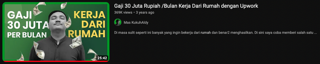Gaji 30 Juta Rupian/Bulan Kerja Dari Rumah dengan Upwork