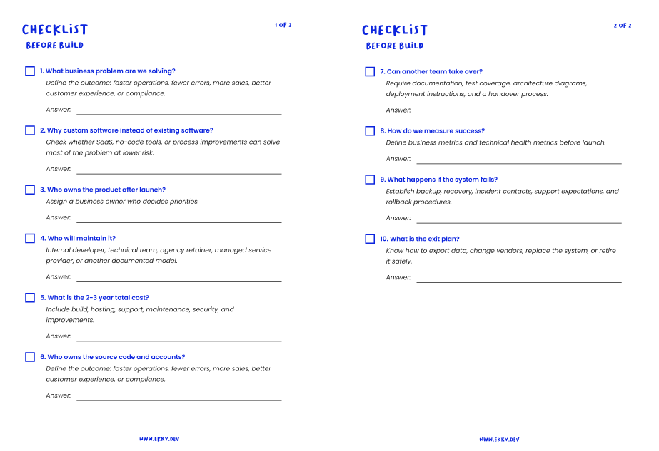 Checklist Before Build preview