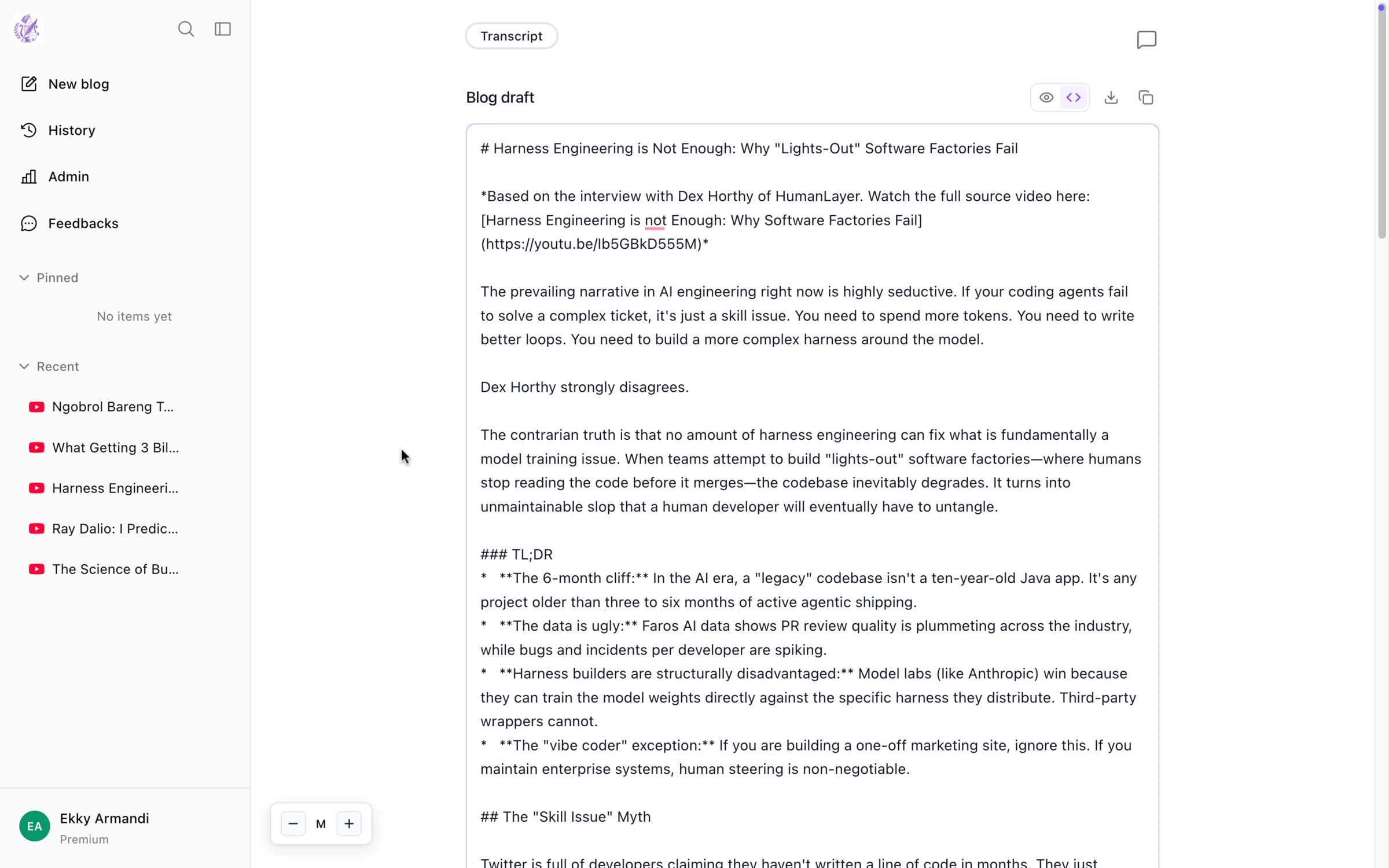 Blog Draft Editor