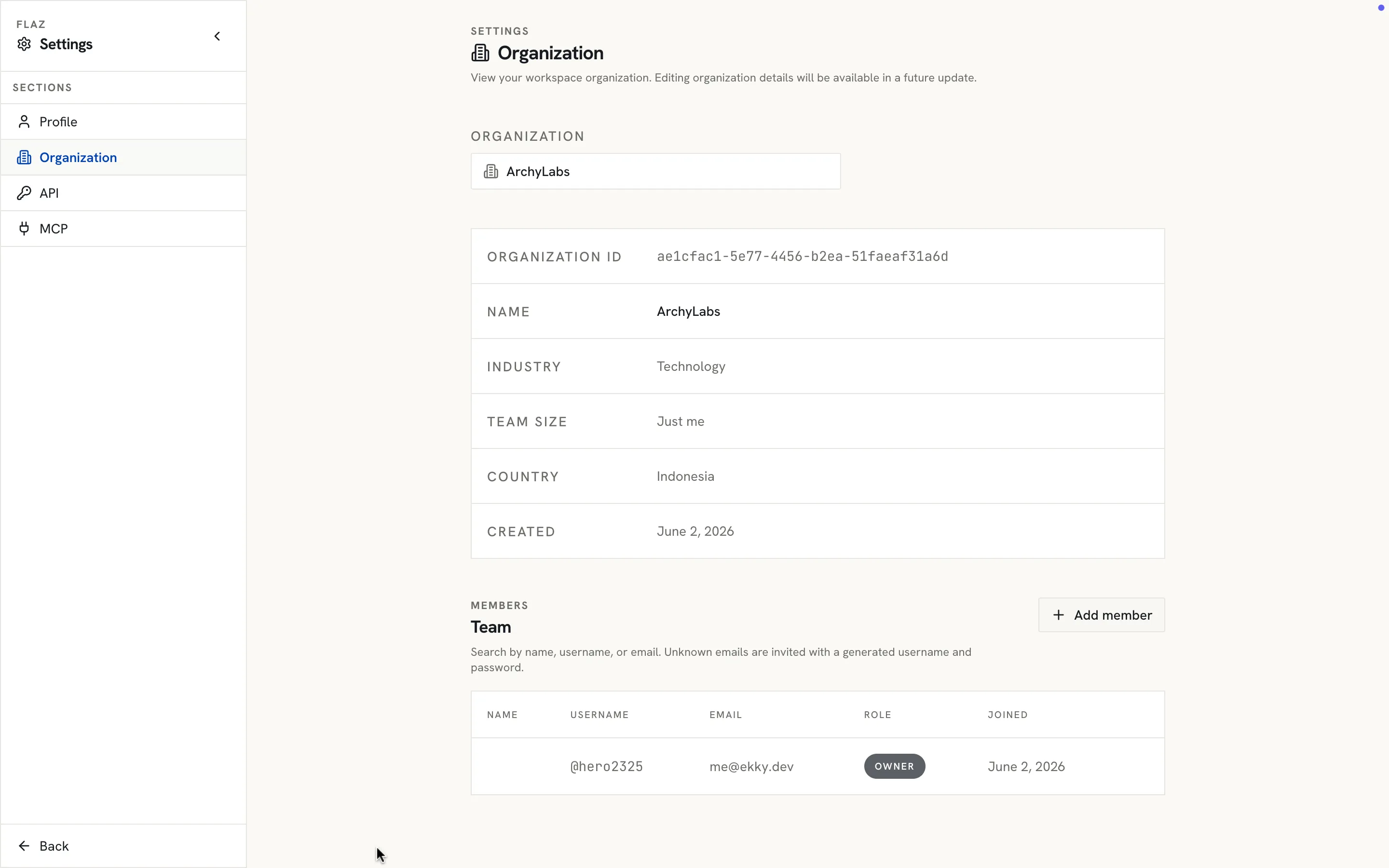Organization Settings