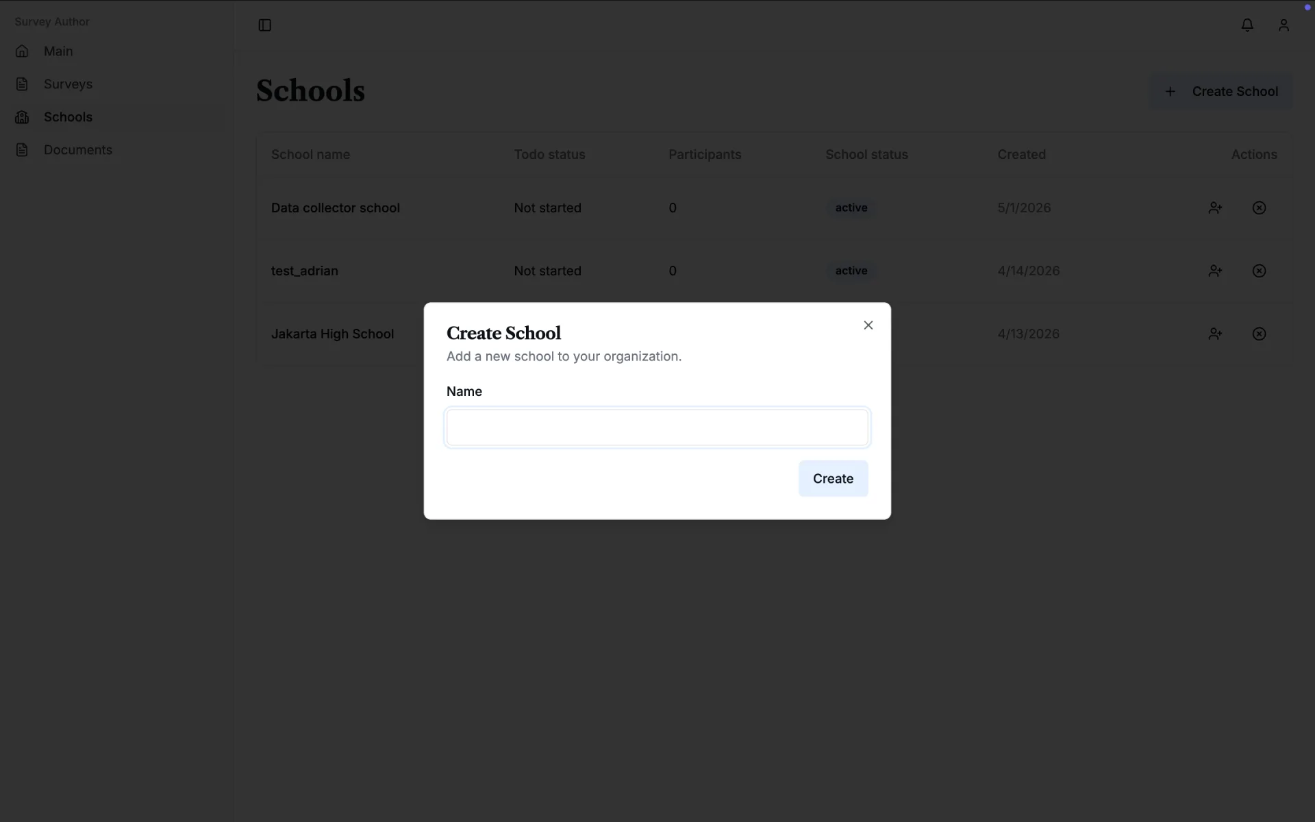 Create new survey form