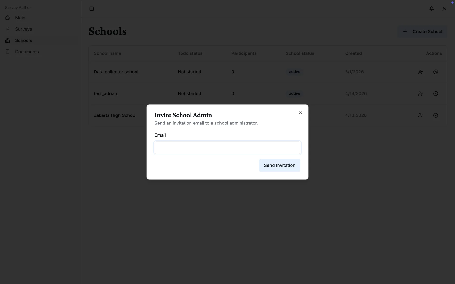 Invite school author form