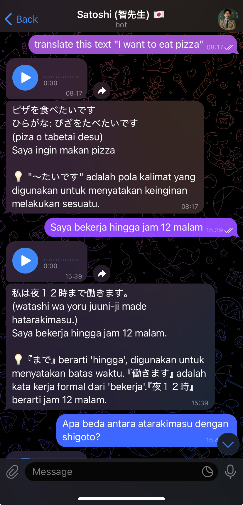 Telegram Bot Example Chat